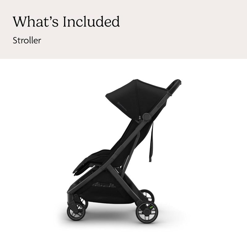 UPPAbaby Minu V3 Travel Stroller - Lightweight & Compact - James James (Black/Carbon Frame/Black Leather)