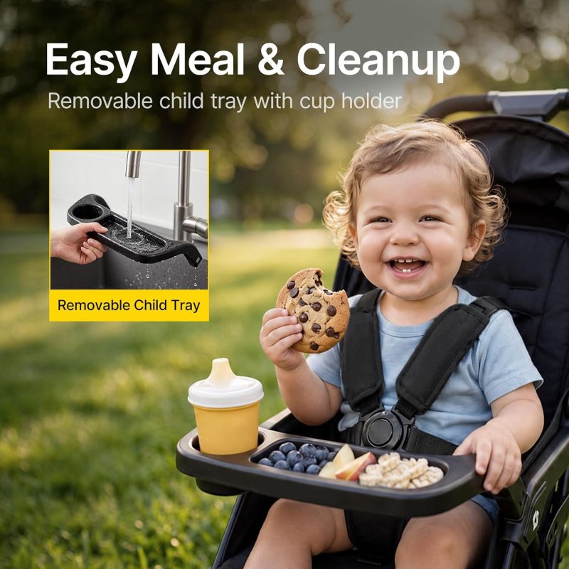Mamazing Lightweight Umbrella Travel Stroller with Near-Flat Recline Seat Dark Stroller