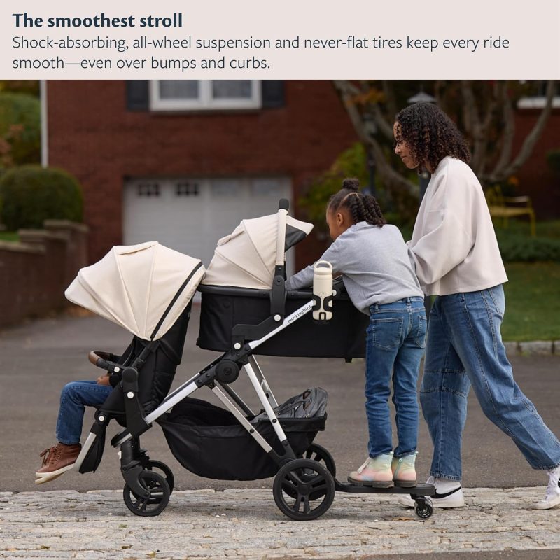 Mockingbird 3.0 Single-to-Double Convertible Stroller, Black Windowpane Black Windowpane / Silver Frame / Penny Leather