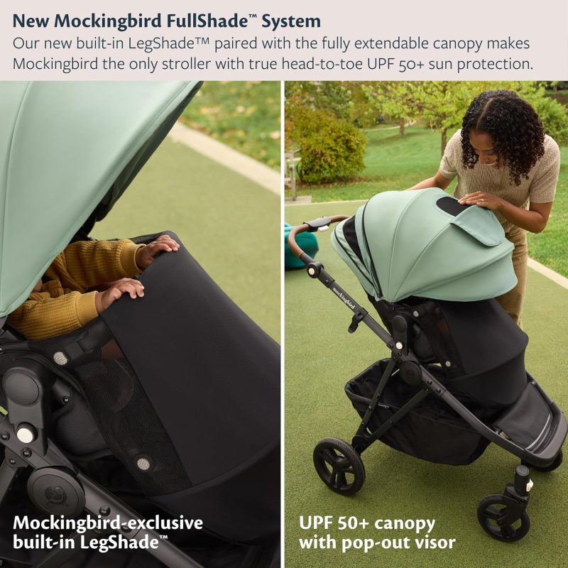 Mockingbird 3.0 Single-to-Double Convertible Stroller, Black Windowpane Black Windowpane / Silver Frame / Penny Leather
