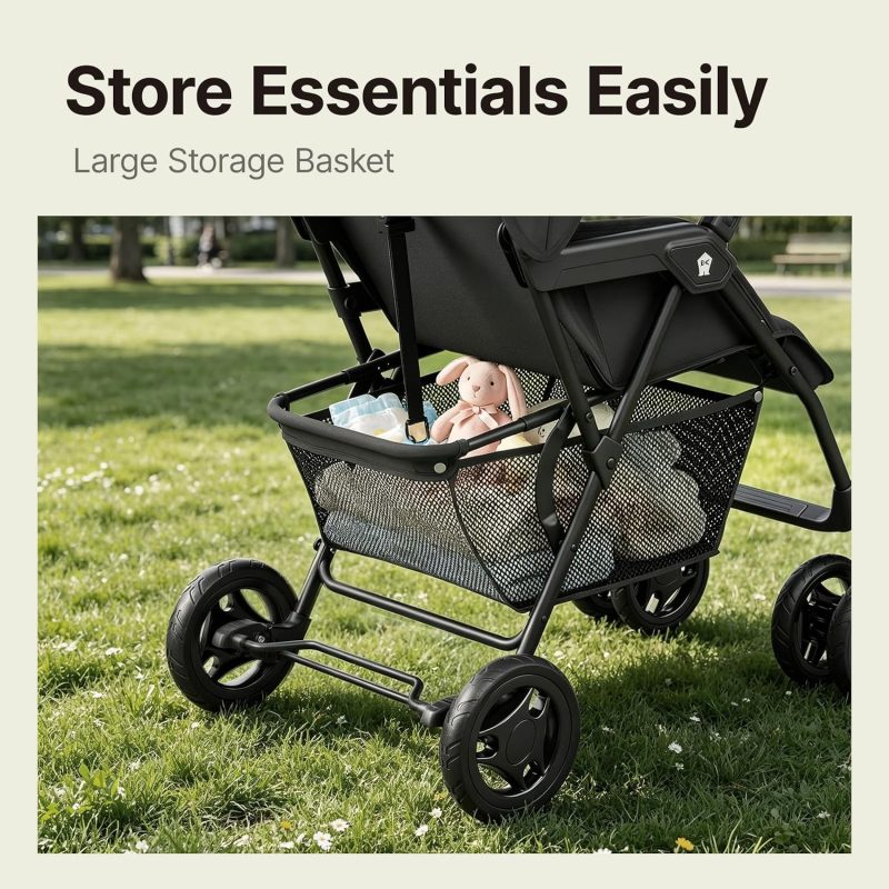 Mamazing Lightweight Umbrella Travel Stroller with Near-Flat Recline Seat Dark Stroller