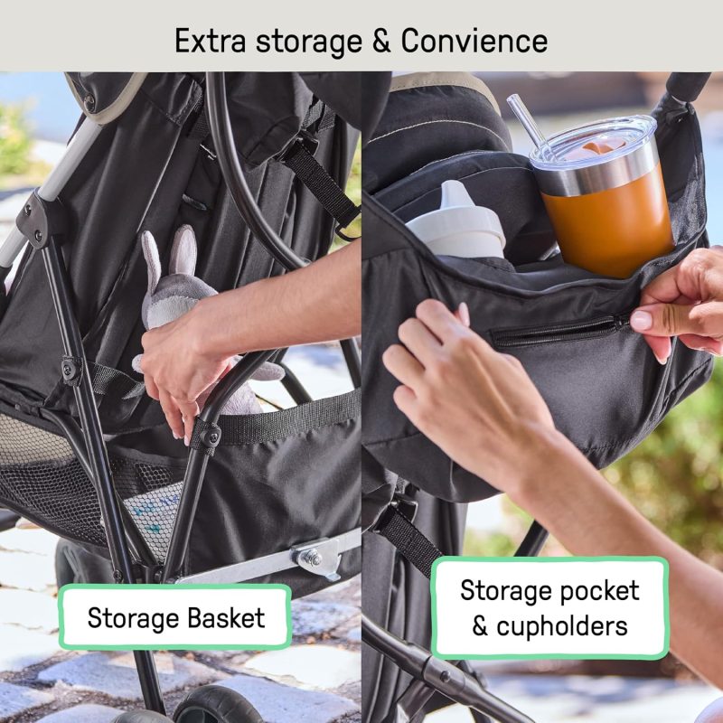Ingenuity 3D Mini Convenience Stroller – Lightweight Stroller with Compact Fold, Multi-Position Recline, Canopy with Pop Out Sun Visor – Umbrella Stroller for Travel and More, Cashew Tan