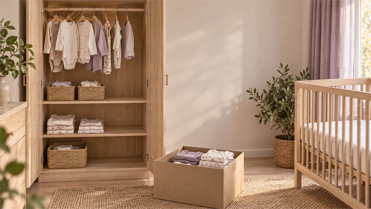 Organized baby clothing with room left for essentials